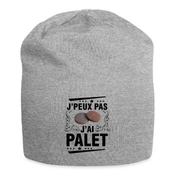 je peux pas j'ai palet idée cadeau palet breton - Bonnet en jersey - gris chiné - Devant