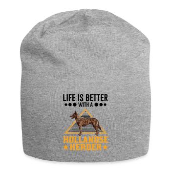 Life is better with a Hollandse Herder - Jersey Beanie - heather grey - Front