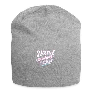 Hand wash measures clean soap health body - Jersey Beanie - heather grey - Front