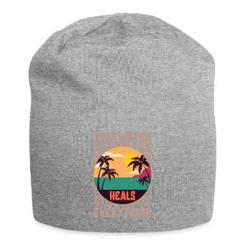 Strandliebhaber-Shirt, Salzwasser heilt alles - Jersey-Beanie - Grau meliert - Vorne