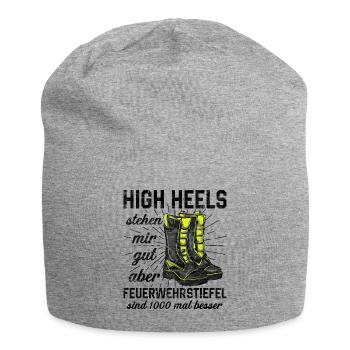 Feuerwehrfrau - Jersey-Beanie - Grau meliert - Vorne