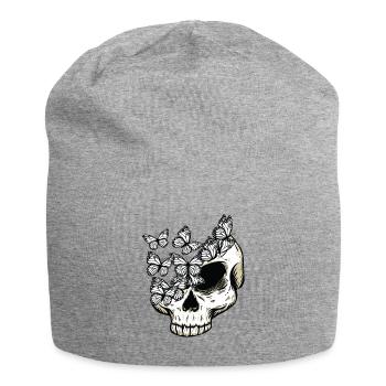 Gothic Schmetterling Totenkopf Knochen Skelett - Jersey-Beanie - Grau meliert - Vorne