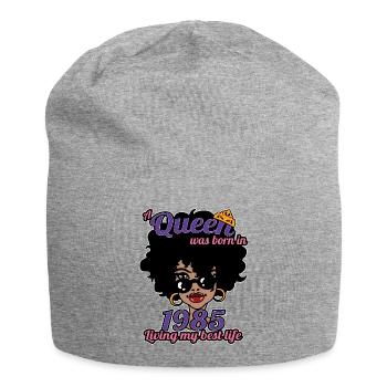 A Queen Was Born In 1985 - 37 Years Old Birthday - Jersey Beanie - heather grey - Front