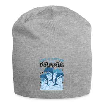 Life Is Better With Dolphins - Jersey Beanie - heather grey - Front