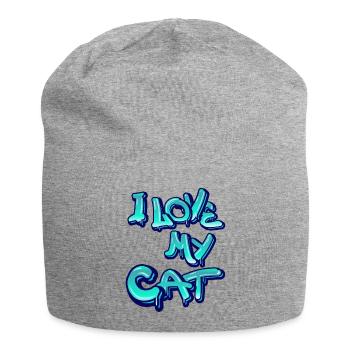 J’aime mon chat - Bonnet en jersey - gris chiné - Devant