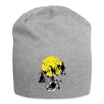 Tyrol Alps Mountains Full Moon Mountains Mountaineers - Jersey Beanie - heather grey - Front