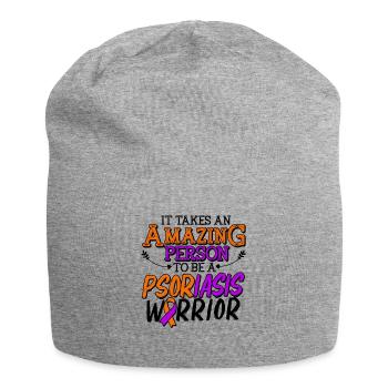 Psoriasis Warrior Amazing Lavender Orange Ribbon - Jersey Beanie - heather grey - Front