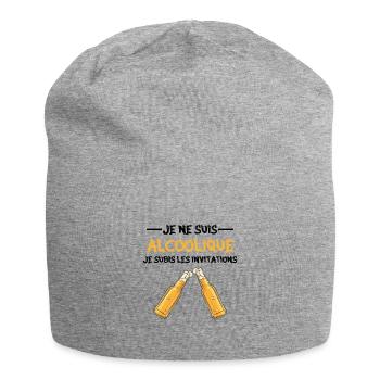 je ne suis pas alcoolique je subis les invitations - Bonnet en jersey - gris chiné - Devant