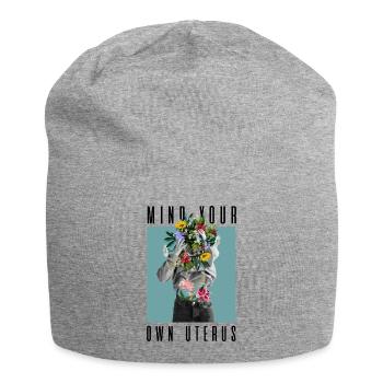 Attention à votre propre utérus Mon corps Mon choix Floral - Bonnet en jersey - gris chiné - Devant