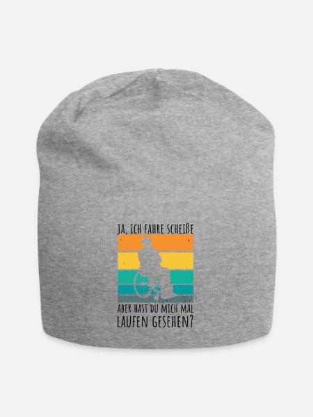 Rollstuhlfahrer Humor Spruch - Jersey-Beanie - Grau meliert