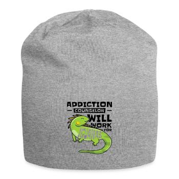 Iguana Lizard Addiction Reptile Iguana Lover - Jersey Beanie - heather grey - Front