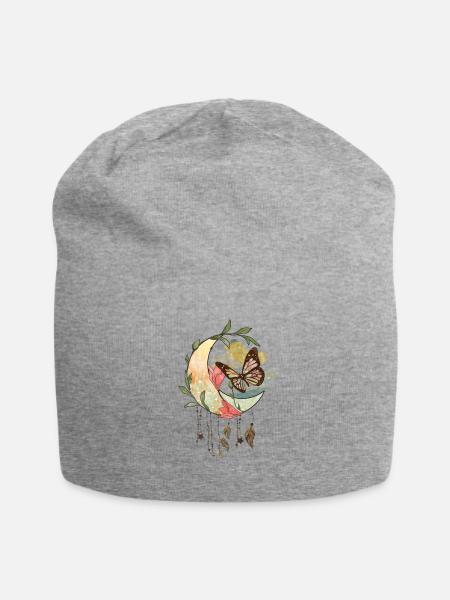 Schmetterling Blume blumig Sprüche Spruch Blumen - Jersey-Beanie - Grau meliert