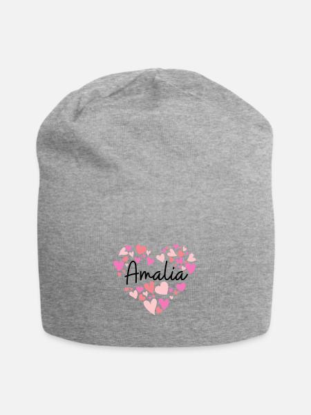Ich liebe Amalia - Herzen für Amalia - Jersey-Beanie - Grau meliert