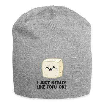 I Just Really Like Tofu, Ok? Vegan Food Love Tofu - Jersey Beanie - heather grey - Front