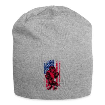 American Football Flag Patriotic Sports Football - Jersey Beanie - heather grey - Front