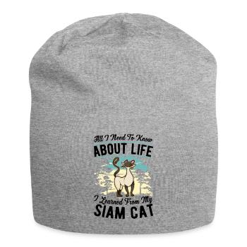 Siamkatze Siam Cat Siamesische Katze - Jersey-Beanie - Grau meliert - Vorne