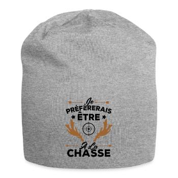 Je préférerais être à la chasse, Cadeau Chasseur - Bonnet en jersey - gris chiné - Devant
