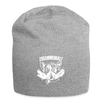 zusammenhalt mit rose in weiss - Jersey-Beanie - Grau meliert - Vorne