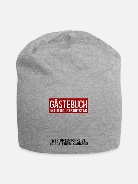 60. Geburtstag Gästebuch Party 60 Jahre Gästeliste - Jersey-Beanie - Grau meliert
