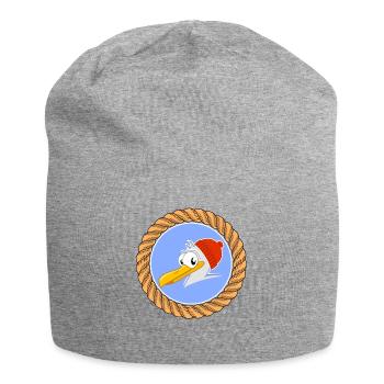 Funny seagull with dew and poodle hat for sailors - Jersey Beanie - heather grey - Front