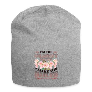 Sœur aînée, je fais les règles. - Bonnet en jersey - gris chiné - Devant