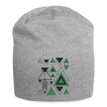 Triangles Minimalist Geometry Black Abstract Green - Jersey Beanie - heather grey - Front