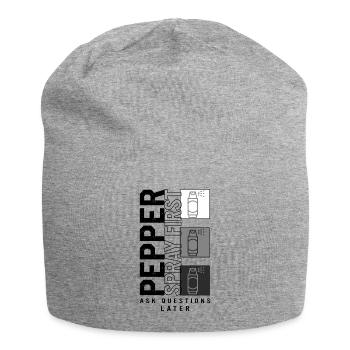 Chemise drôle pour dames, spray au poivre d’abord demander - Bonnet en jersey - gris chiné - Devant