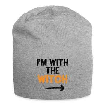 Ich bin mit der Hexe Funny Halloween Ehemann Ehefrau - Jersey-Beanie - Grau meliert - Vorne