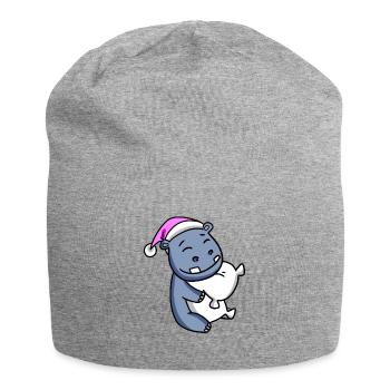 Hippopotame avec oreiller et bonnet de couchage - Bonnet en jersey - gris chiné - Devant