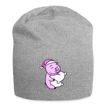 Cochon avec oreiller et bonnet de couchage - Bonnet en jersey - gris chiné - Devant