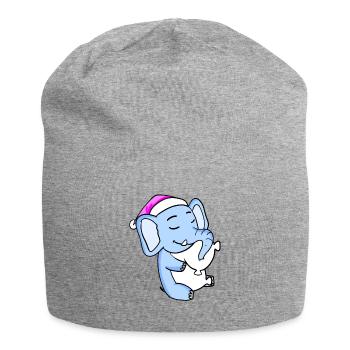 Éléphant avec oreiller et bonnet de couchage - Bonnet en jersey - gris chiné - Devant