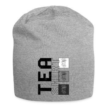 Tea Shirt, Pile Of Tea Cups Design, Tea Addict - Jersey Beanie - heather grey - Front