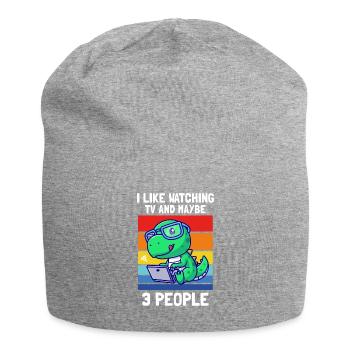 I like watching TV and maybe 3 People Dinoshirt - Jersey Beanie - heather grey - Front