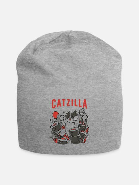 Catzilla Chat Mignon Humour Japon Sushi - Bonnet en jersey - gris chiné