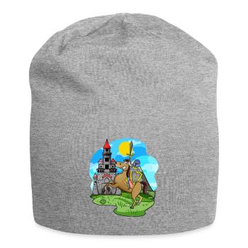 Ritter Pferd Burg für Kinder - Jersey-Beanie - Grau meliert - Vorne