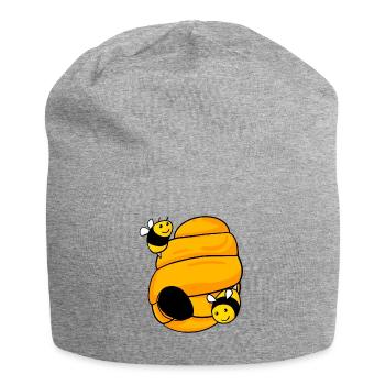 Nid d’abeilles avec des abeilles mignonnes - Bonnet en jersey - gris chiné - Devant
