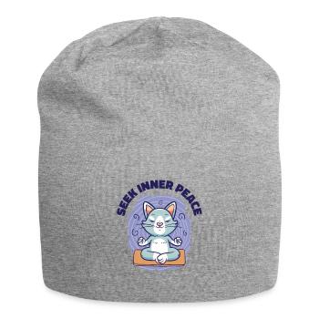 Serenity Cat Yoga Cat Owner Meditation Yoga Fan - Jersey Beanie - heather grey - Front