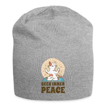 Serenity Cat Yoga Cat Owner Meditation Yoga Fan - Jersey Beanie - heather grey - Front