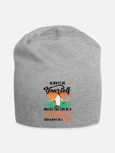 Pinguin Geschenk Penguin - Jersey-Beanie - Grau meliert