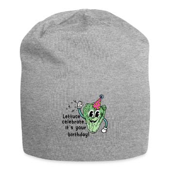 Vegan Lettuce Birthday Greeting Natal Day - Jersey Beanie - heather grey - Front