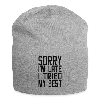 Sorry Im late I tried my best - Jersey Beanie - heather grey - Front