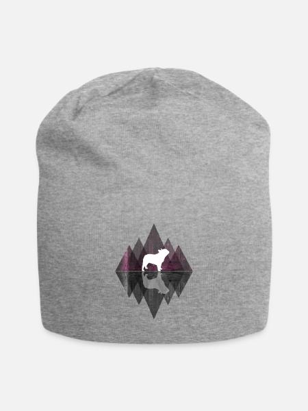 French Bulldog Abstrakt - Geometrie Hundeliebhaber - Jersey-Beanie - Grau meliert