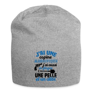 J'ai une Copine Magnifique - Flingue, Pelle, Alibi - Bonnet en jersey - gris chiné - Devant