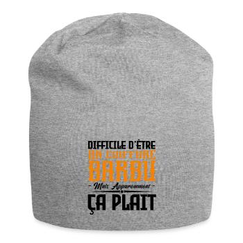 coiffure barbu, citations barbe, cadeau coiffure - Bonnet en jersey - gris chiné - Devant