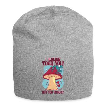 Frog Mushroom Witty Hilarious Pun - Jersey Beanie - heather grey - Front