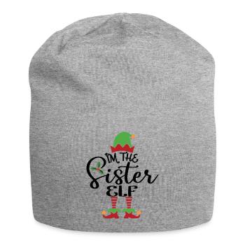 Schwester Elf süßes lustiges passendes Weihnachtskostüm - Jersey-Beanie - Grau meliert - Vorne