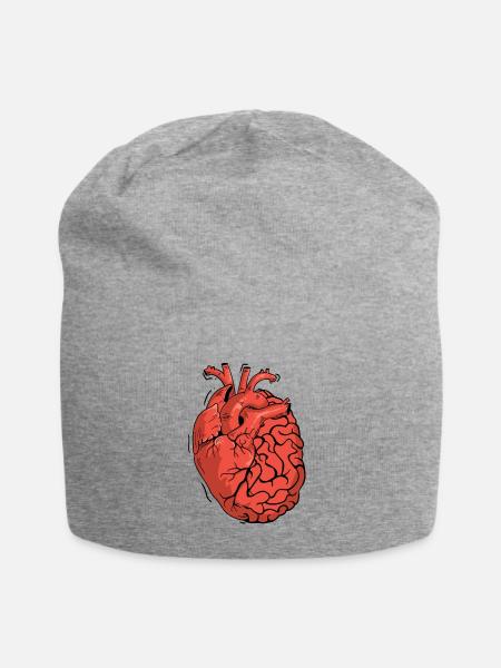 Halb Gehirn halb Herz Organ Anatomie Wissenschaft - Jersey-Beanie - Grau meliert