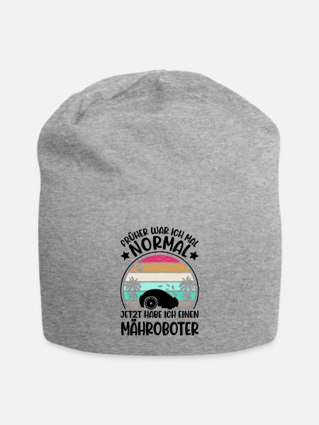Mähroboter Geschenk Rasenmähroboter - Jersey-Beanie - Grau meliert