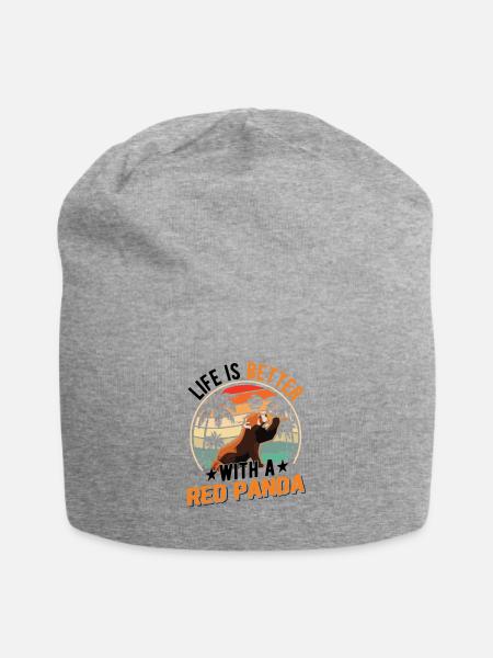 La vie est meilleure avec un panda roux Roter Panda - Bonnet en jersey - gris chiné