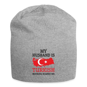 Nothing Scares Me Turkish Husband Turkey - Jersey Beanie - heather grey - Front